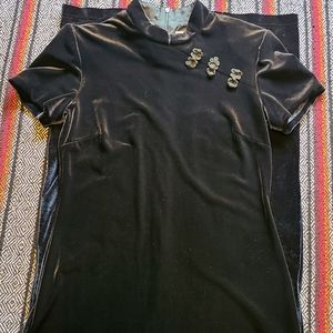 Gorgeous Vampy 1990's Crushed Velvet Mandarin Maxi Dress S8ze 6